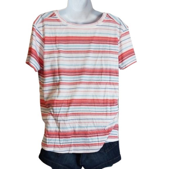 NEW Fifth Sun Americana Flag Embroidered Front Tie Crop Tee T-Shirt - Picture 6 of 7